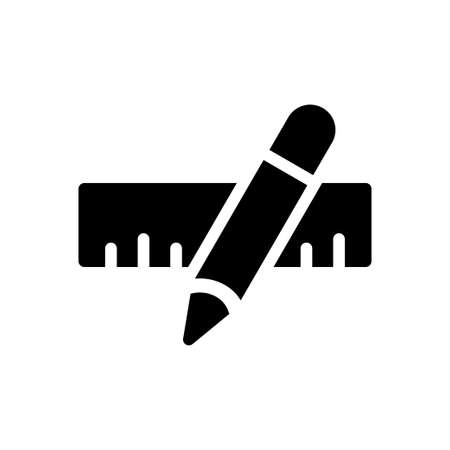 ruler pencil vector glyph flat iconのイラスト素材