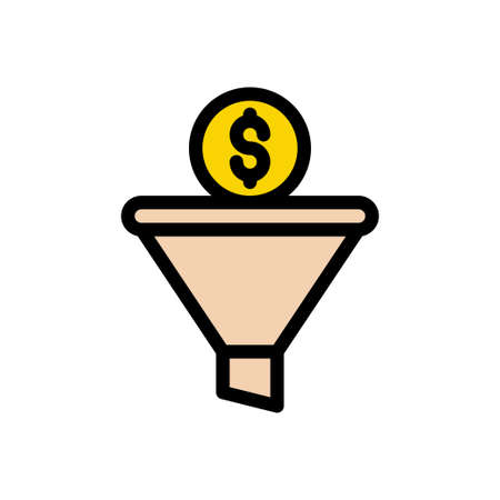 funnel dollar vector line colour iconのイラスト素材