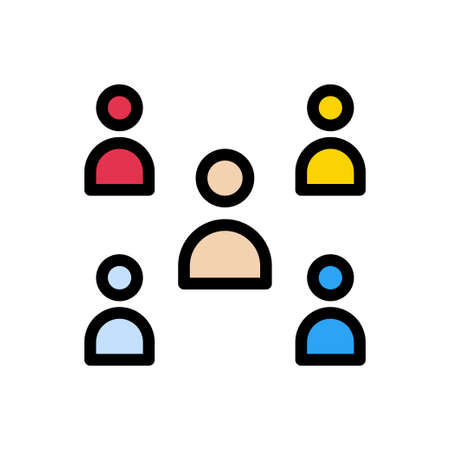 group team vector line colour iconのイラスト素材