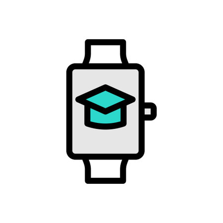 wristwatch vector line colour iconのイラスト素材