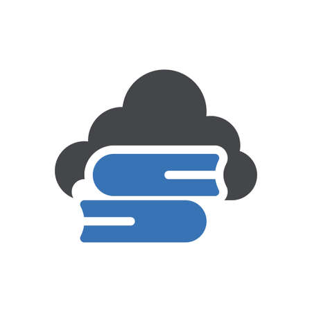 cloud book vector glyph colour iconのイラスト素材