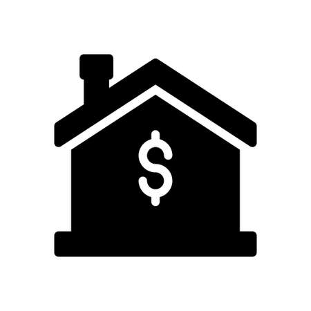 dollar house vector glyph flat iconのイラスト素材