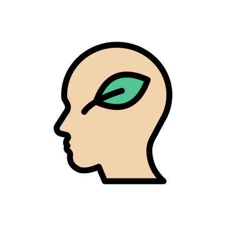 mind leaf vector line colour iconのイラスト素材