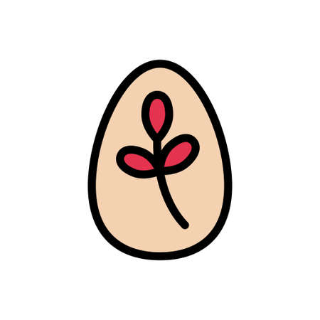 easter egg vector line colour iconのイラスト素材