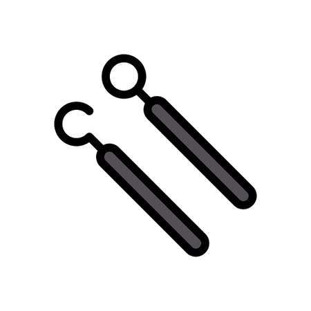 dental tool vector line colour iconのイラスト素材