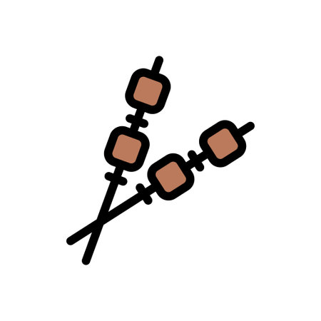 barbecue vector line colour iconのイラスト素材