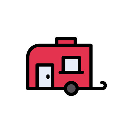 trailer vector line colour iconのイラスト素材