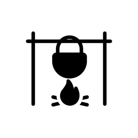 cooking camping vector glyph flat iconのイラスト素材
