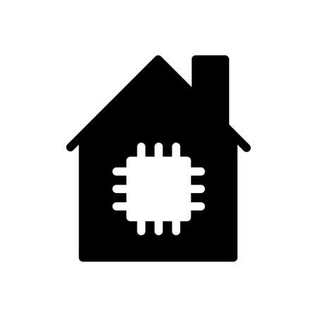 house CPU vector glyph flat iconのイラスト素材