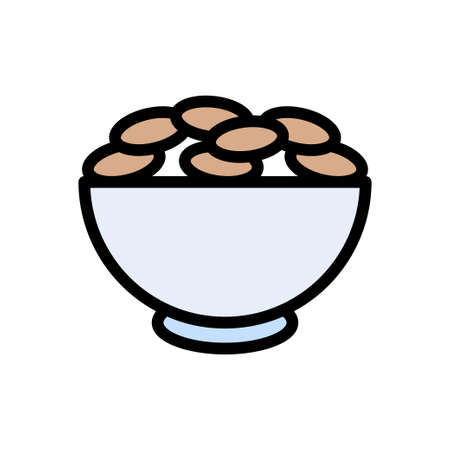 bowl vector color line iconのイラスト素材