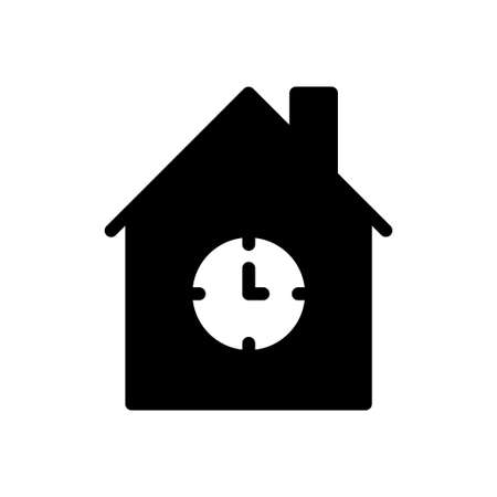 home clock vector glyph flat iconのイラスト素材