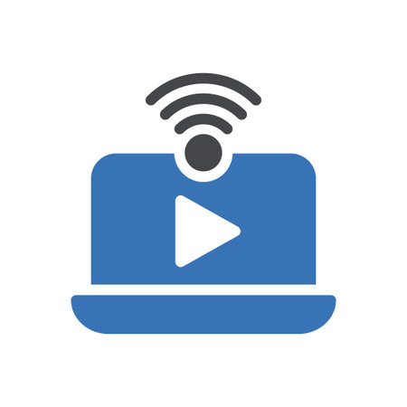 video WIFI vector glyph colour iconのイラスト素材