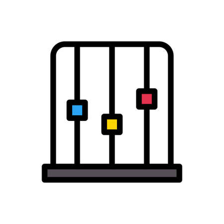 abacus vector line colour iconのイラスト素材