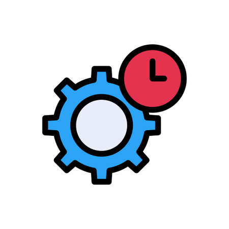 time setting vector line colour iconのイラスト素材