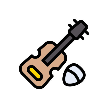 guitar vector line colour iconのイラスト素材