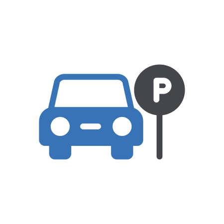 car parking vector glyph colour iconのイラスト素材