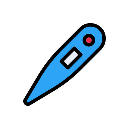 medical thermometer vector line colour iconのイラスト素材