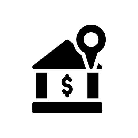bank location vector glyph flat iconのイラスト素材