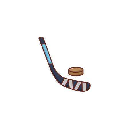 ice hocey vector line flat iconのイラスト素材