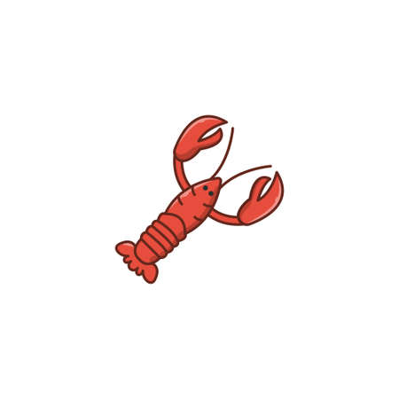 prawn vector line flat iconのイラスト素材