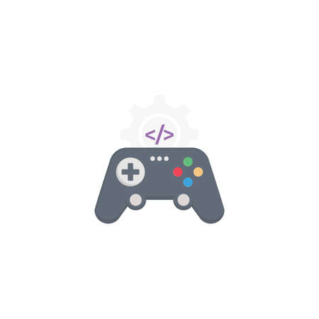 game coding vector flat color icon