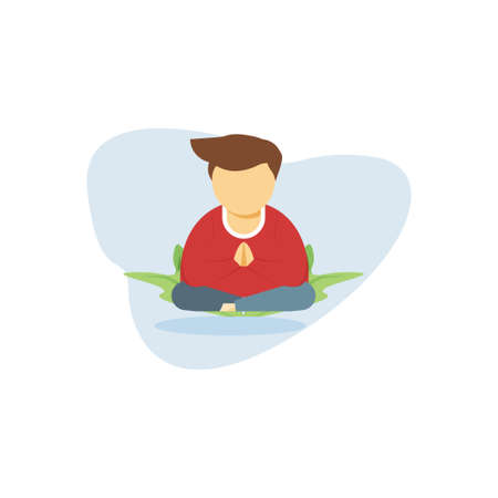 A boy doing yoga and meditation.のイラスト素材