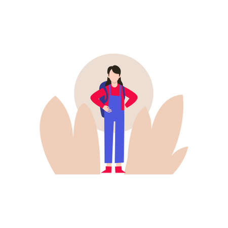 The girl is ready to go out.のイラスト素材