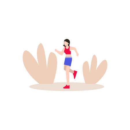 The girl is running.のイラスト素材