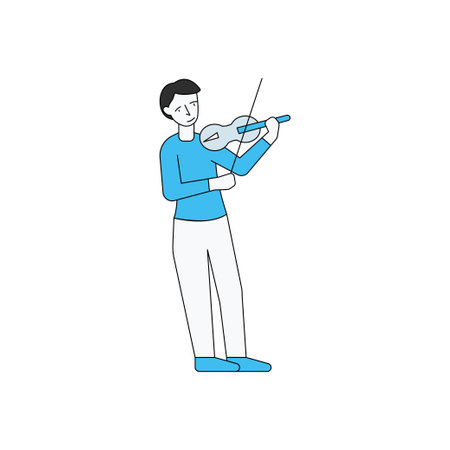 The boy is playing the violin.のイラスト素材