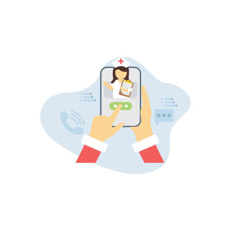 The girl is fixing the online meeting.のイラスト素材