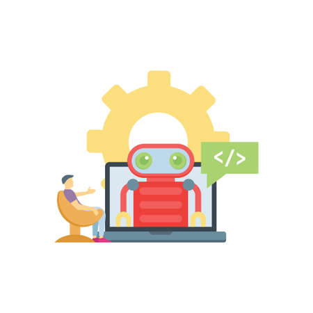 Robots have coding problems.のイラスト素材