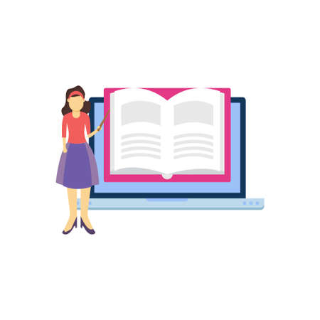 The teacher is lecturing online.のイラスト素材