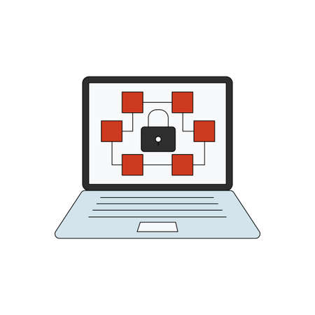 The blockchain is showing on Laptop.のイラスト素材