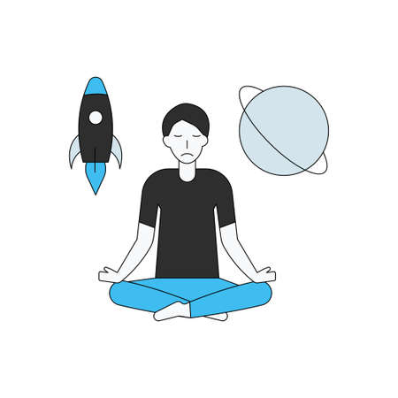 The boy is meditating.のイラスト素材