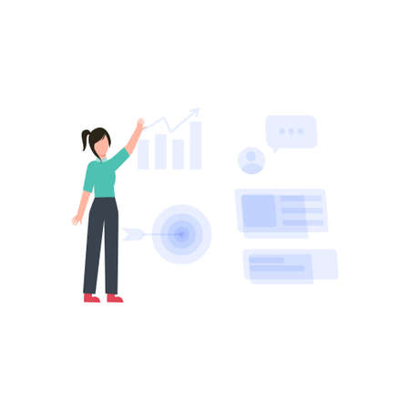 The girl is working on the development of the graph.のイラスト素材