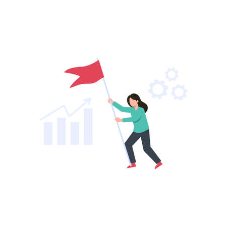 The girl is holding the flag.のイラスト素材