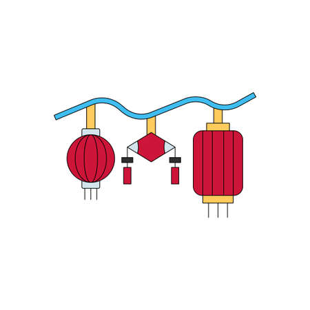 These are Chinese decoration lanterns.のイラスト素材