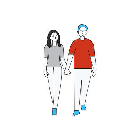 The boy and the girl are walking.のイラスト素材