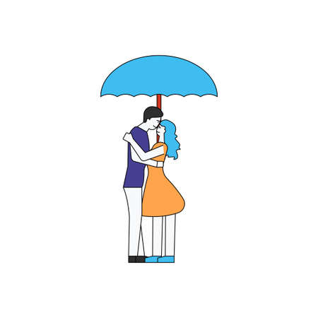 The couple is standing under an umbrella.のイラスト素材