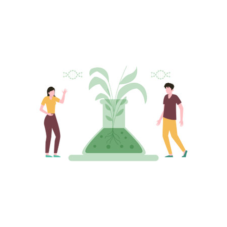 The boys are experimenting with plants.のイラスト素材