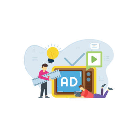 The boys are working on tv ads.のイラスト素材