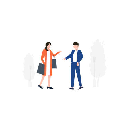 Boy and girl are hanging out with each other.のイラスト素材