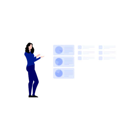 The girl is looking at the pie chart.