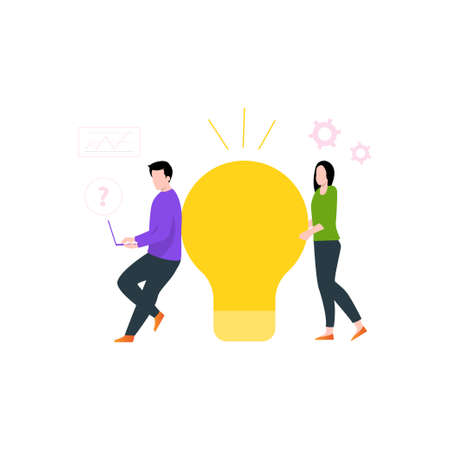 Boy and girl are working on creative ideas.のイラスト素材