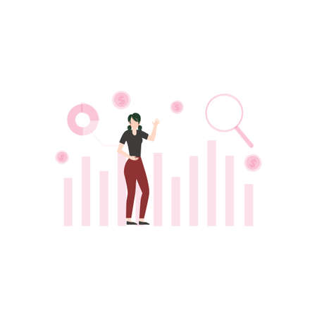 The boy is working on the dollar chart.のイラスト素材