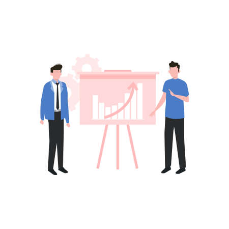 Two boys discuss about the presentation.のイラスト素材