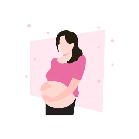 The pregnant lady is standing.のイラスト素材