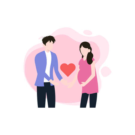 There is a couple standing and expecting a baby.のイラスト素材