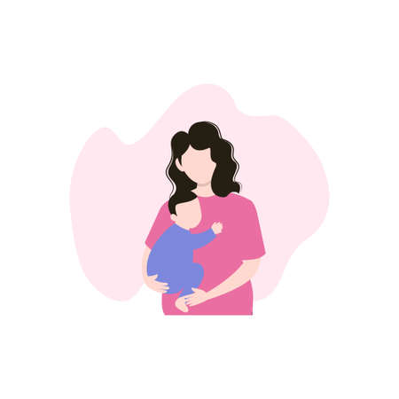 The kid hugged his mother.のイラスト素材