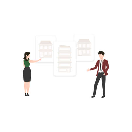 The boy showing different properties to girl.のイラスト素材